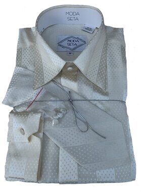 Moda Seta Steven Land Pure Silk Dress Shirt Three Piece (Shirt, Tie and Hankey)